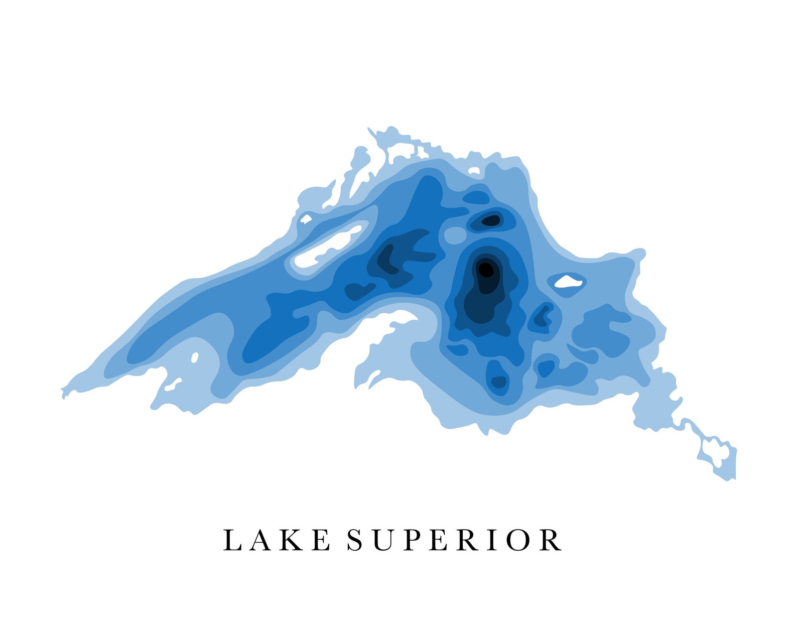 Lake Superior Depth Map Graphic Print Great Lakes Great | Etsy