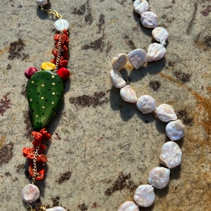 Collier sicilien, collier de perles, collier avec pendentif interchangeable, collier en céramique Caltagirone