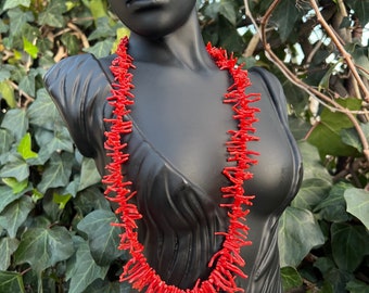 Mediterranean coral necklace with silver clasp