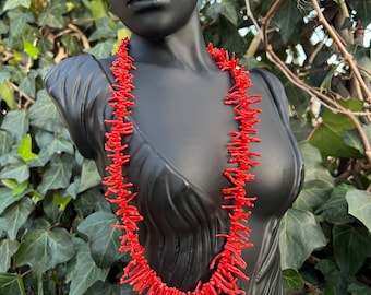 Mediterranean coral necklace with silver clasp