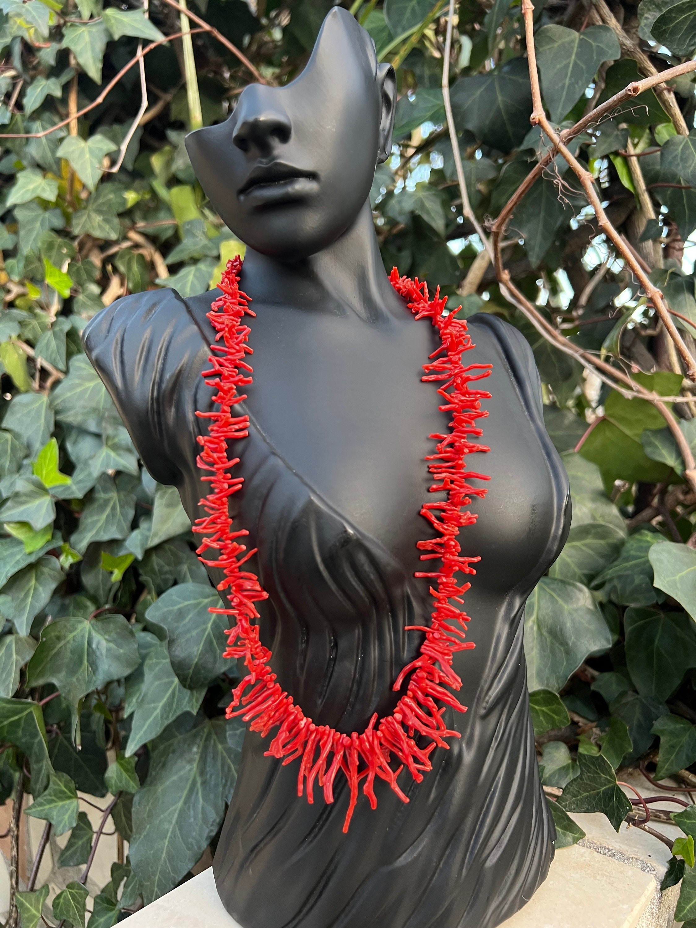 Mediterranean coral necklace with silver clasp