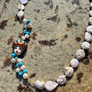 Collier sicilien, collier de perles, collier avec pendentif interchangeable, collier en céramique Caltagirone