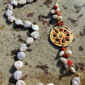 Collier sicilien, collier de perles, collier avec pendentif interchangeable, collier en céramique Caltagirone