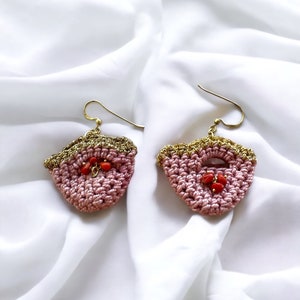 Sicilian Coffe Earrings,Crochet Earrings,Sicilian Ceramic Earrings,Brown Craft Earrings