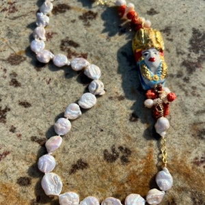 Collier sicilien, collier de perles, collier avec pendentif interchangeable, collier en céramique Caltagirone