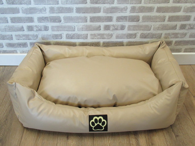 Cream Faux Leather Dog Bed Etsy