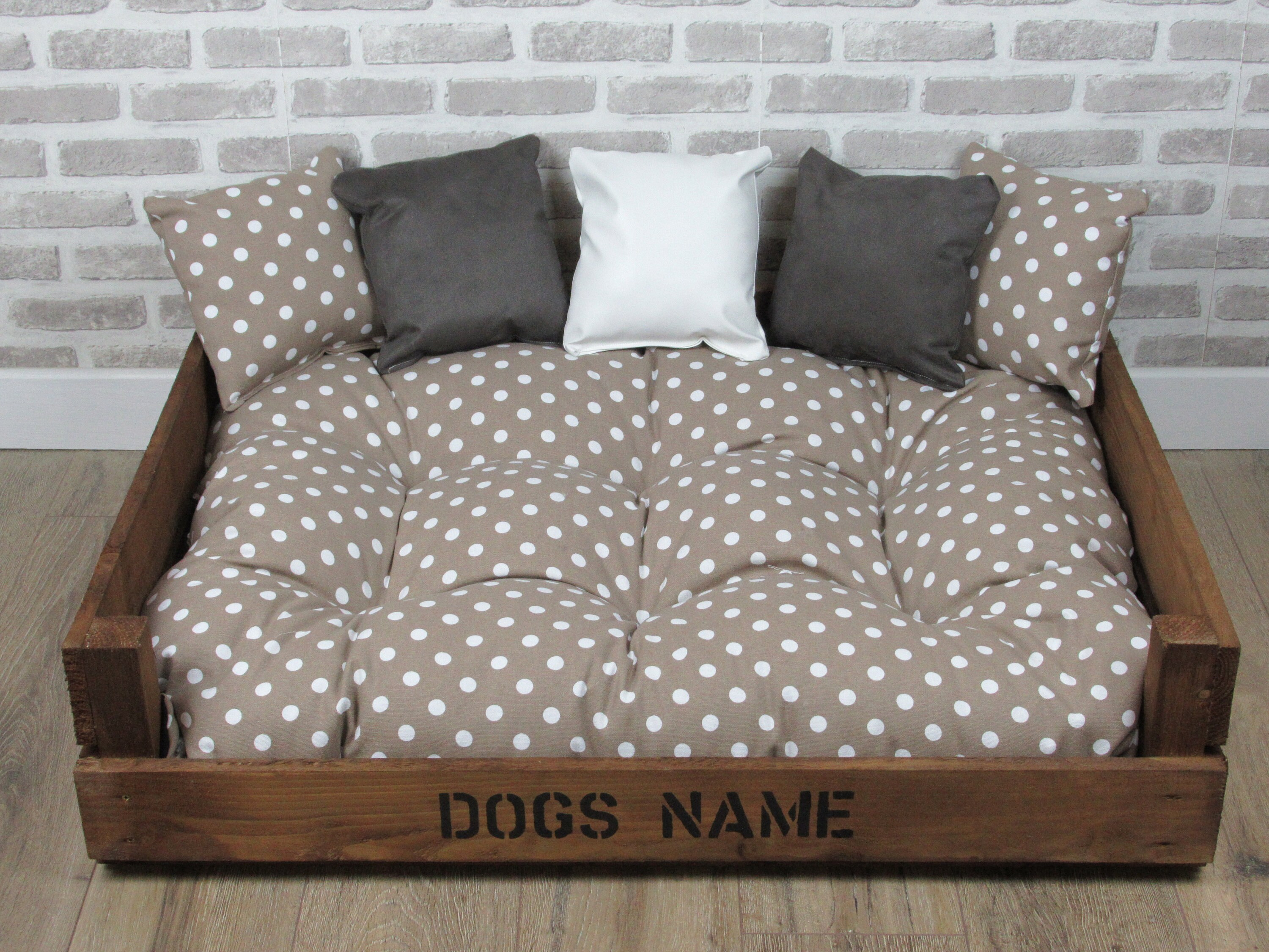 XL Personalised Wooden Rustic Dog Bed Complete With Soft Etsy