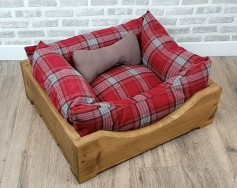 S/M Solid wooden pet bed in medium oak wood stain-various colours