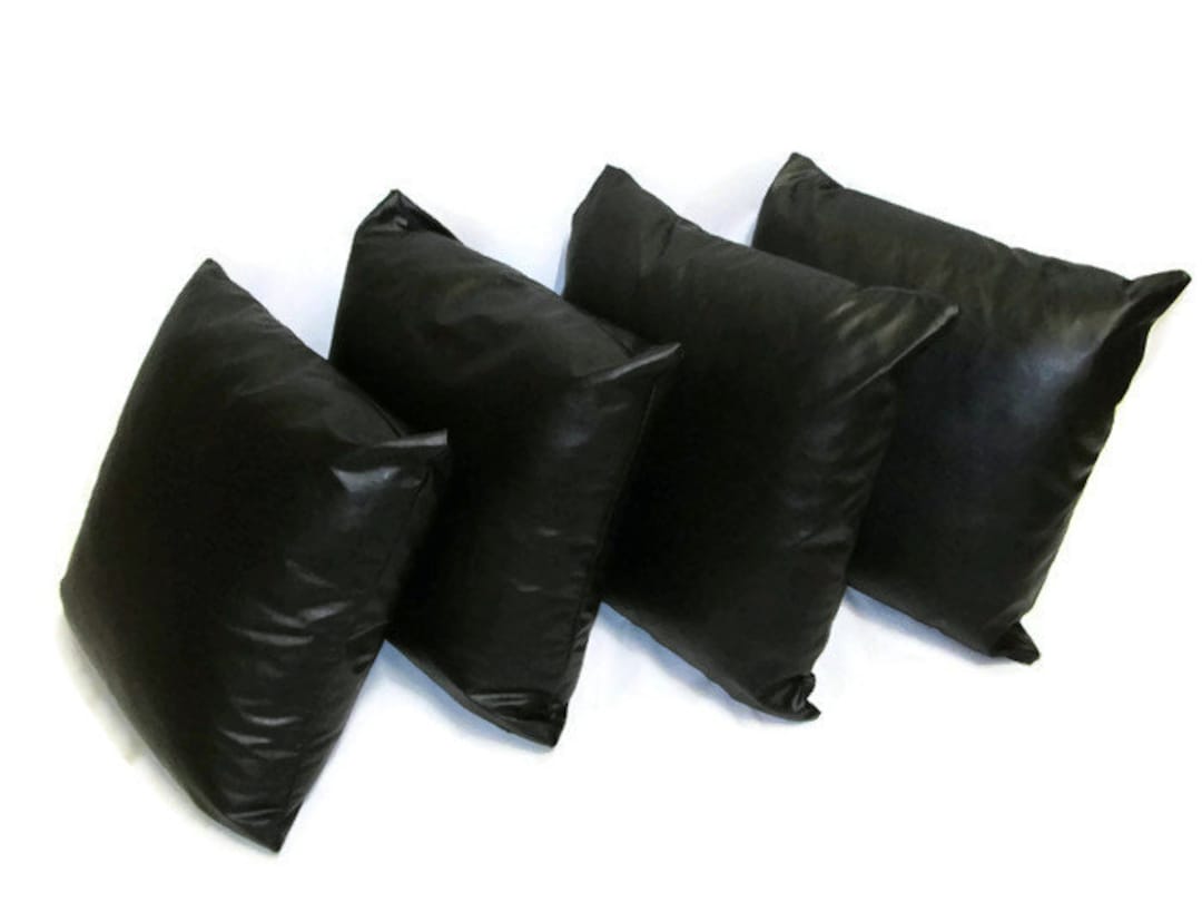 18 45cm 2, 4, or 6 Black Faux Leather Cushion Covers With Inserts Etsy UK