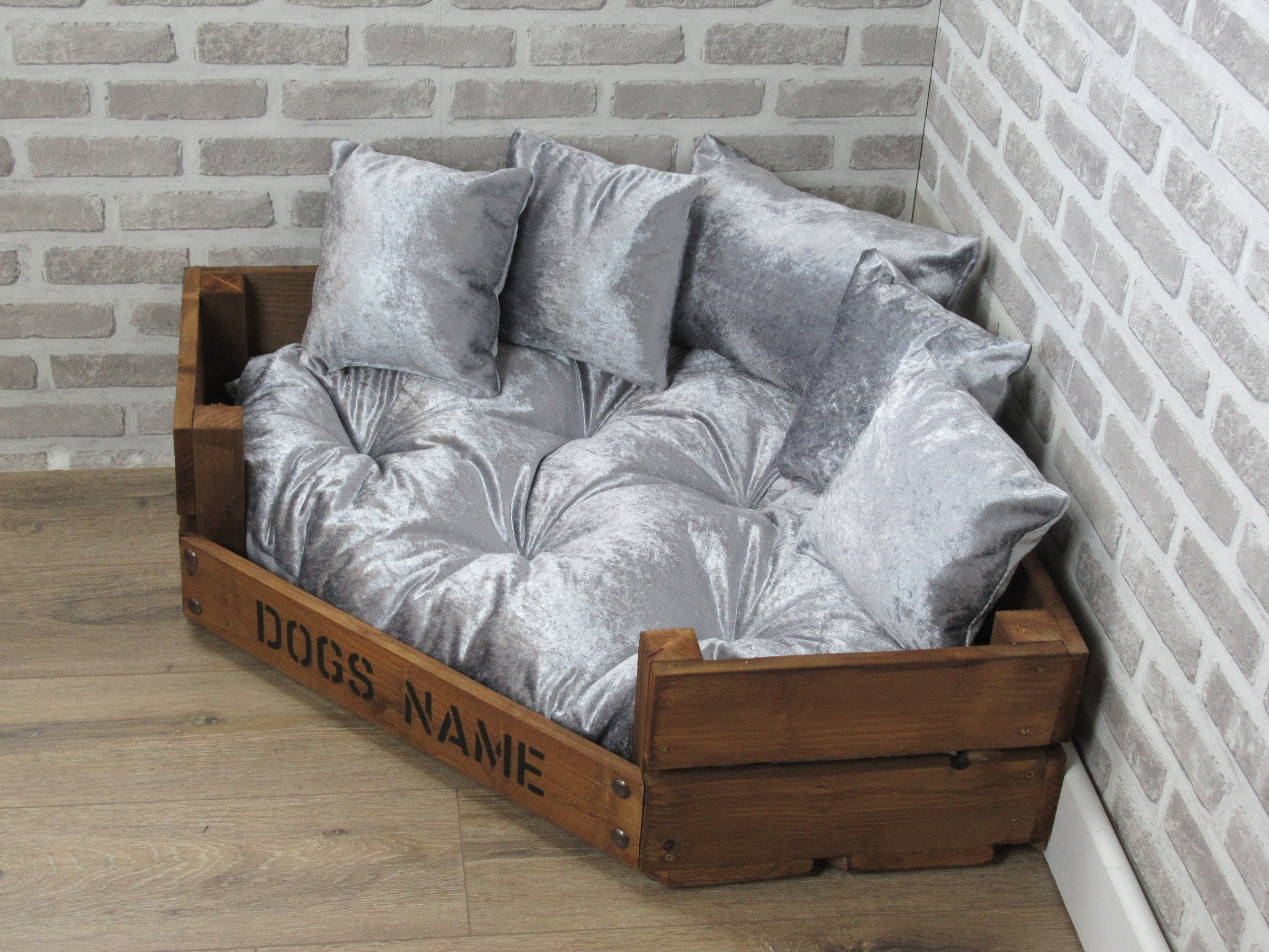crushed velvet dog bed large