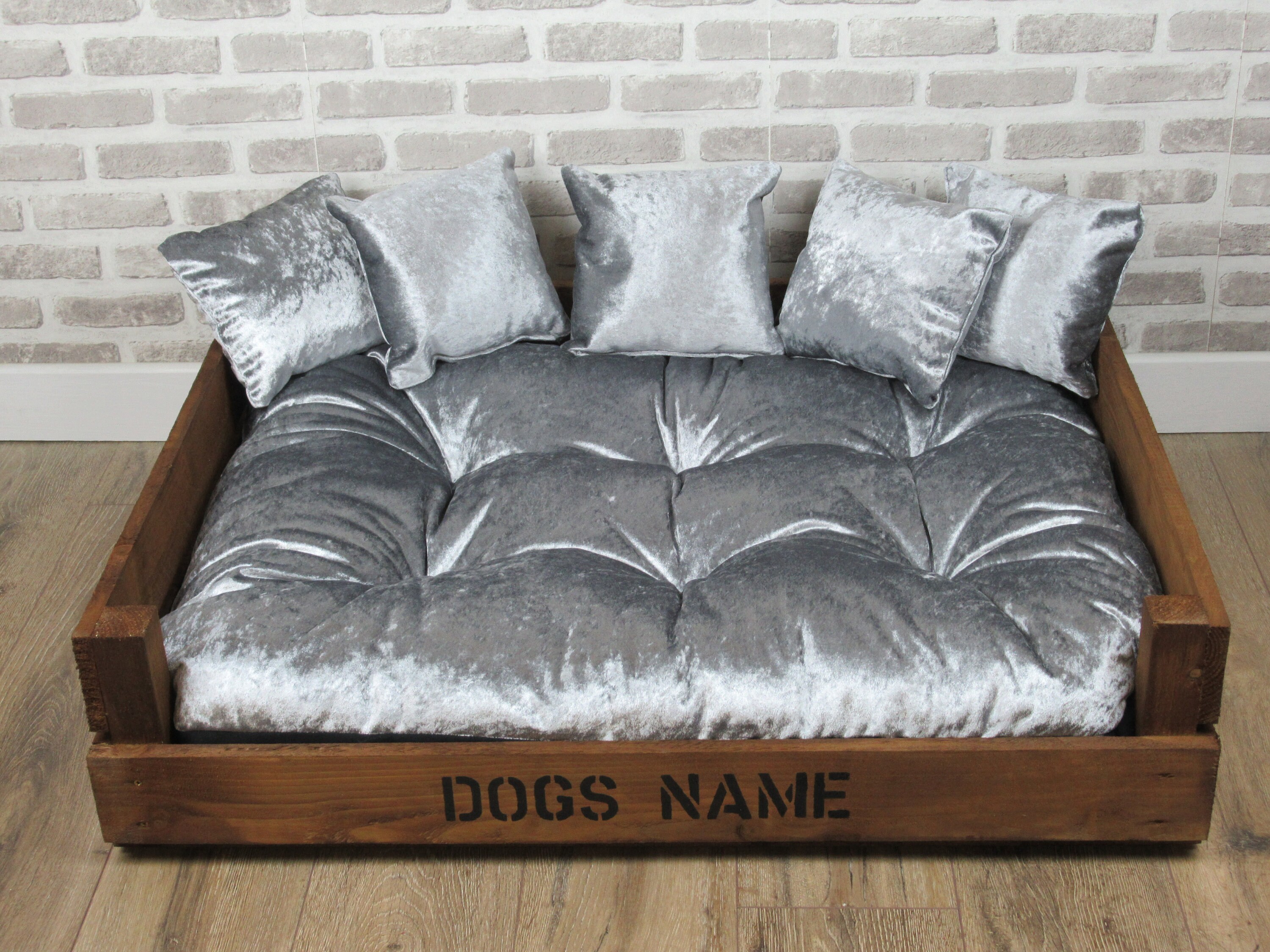 XL Personalised Wooden Rustic Dog Bed Complete With Soft Etsy UK