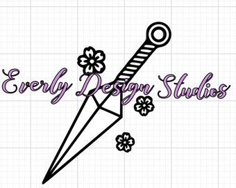 Couteau d’anime floral SVG, PNG, JPG