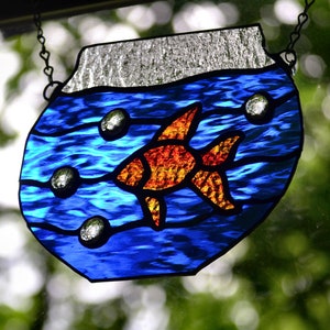 Fish Bowl Stained Glass Sun Catcher (#001)