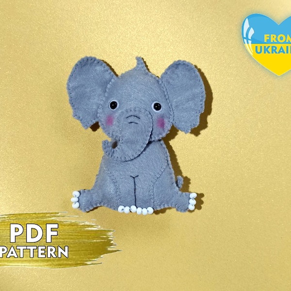 Elephant Pattern PDF+SVG, cute jungle animals, Digital Pattern Felt Toy Felt Ornament, Wall Decor Cute Felt mobile felt safari animals