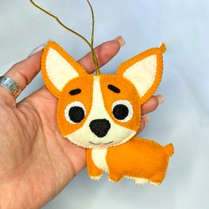 Cute Corgi Felt Ornament - Handmade Dog Ornament for Christmas Tree Decor