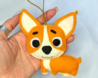 Handmade Corgi Felt Ornament – Christmas Tree Decor