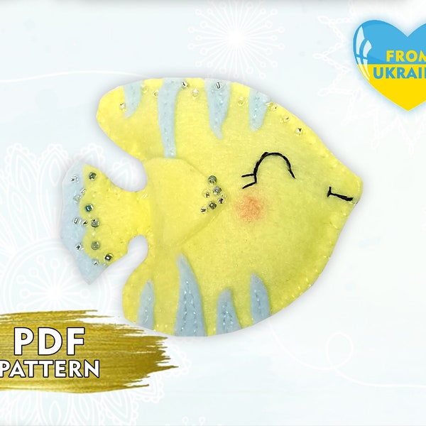 Felt pattern fish Cute ornament pattern Kawaii fish pattern PDF Ocean pattern Easy fish sewing tutorial Plushie pattern fish ornament sewing