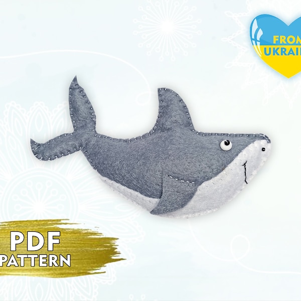 Little Shark PDF pattern, Sea animal toy, Nursery decor, Instant download, Baby's mobile toy, Cute Shark plush toy, Sea life