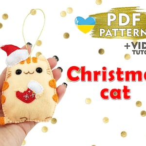 Pattern Cat Christmas PDF Digital Pattern Felt Cat Toy Plush Ornament Felt Christmas tree ornament Easter Felt mobile