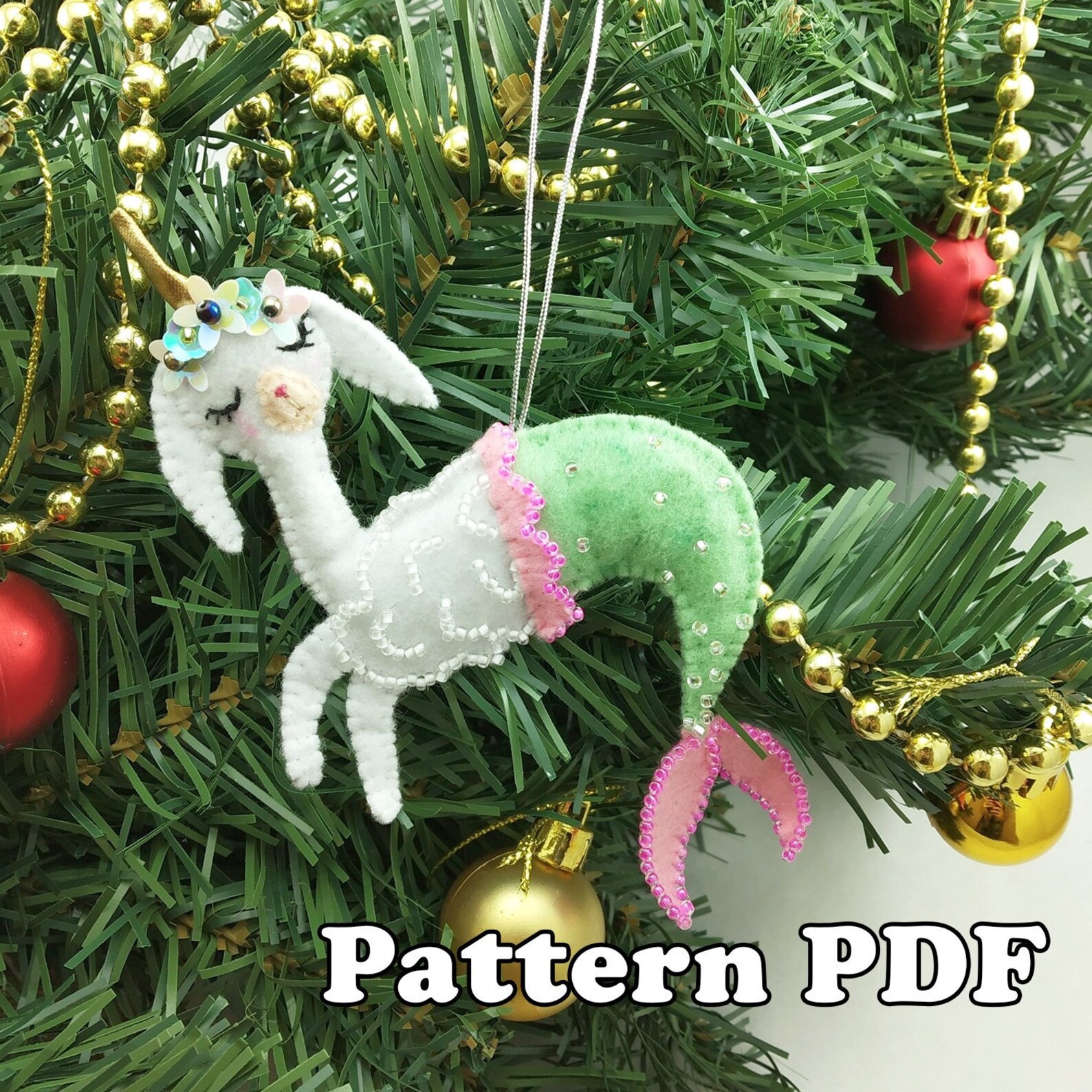 Pattern Llama Mermaid Unicorn PDF Digital Pattern Felt Toy Etsy