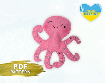 Octopus PDF pattern, Sea animal toy, Nursery decor, Instant download, Baby's mobile toy, Cute plush octopus toy, Sea life