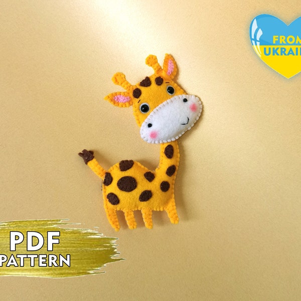 giraffe Pattern PDF+SVG, cute jungle animals, Digital Pattern Felt Toy Felt Ornament, Wall Decor Cute Felt mobilefelt safari animals