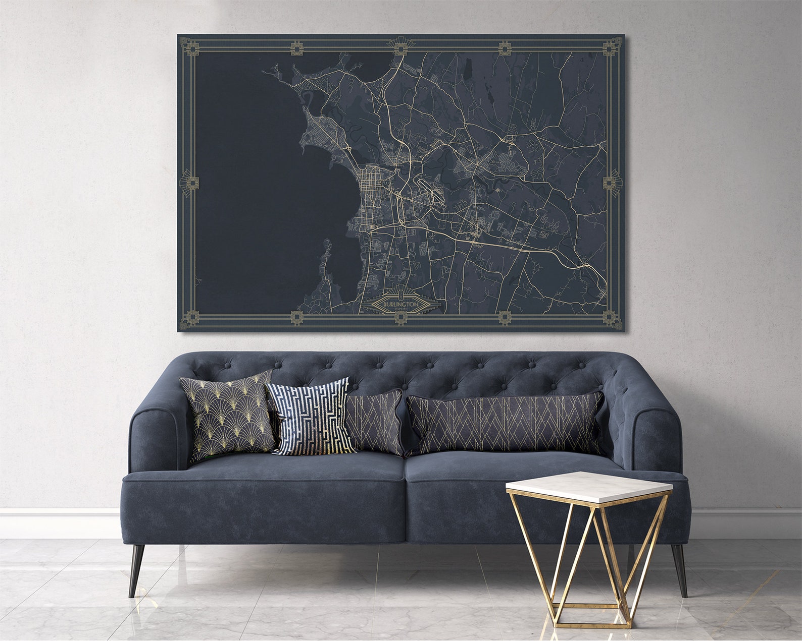 BURLINGTON Vermont Canvas Print Map Wall Art Canvas City Map Etsy