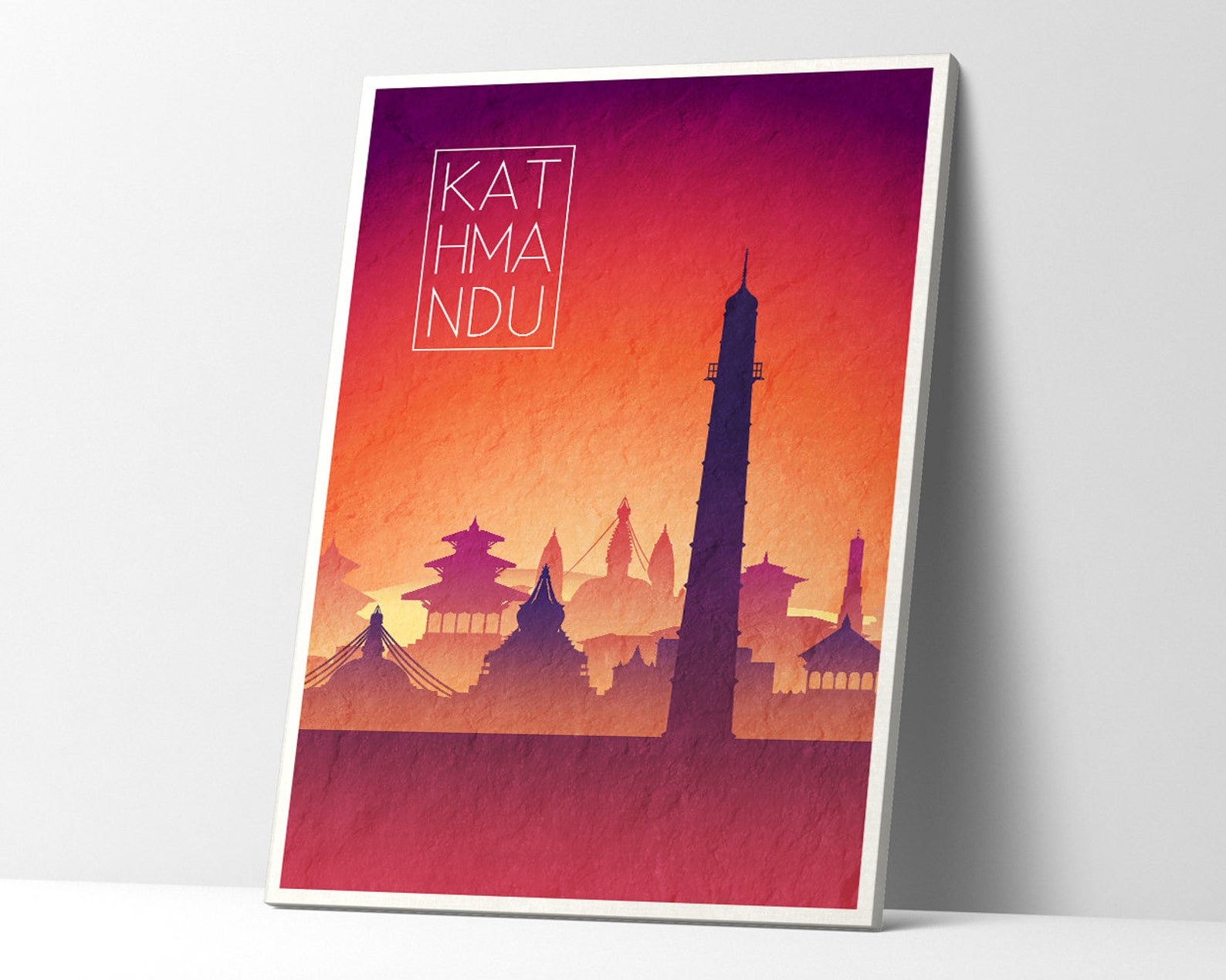 Print on Canvas KATHMANDU Nepal Day Skyline Wall Art Ready to Etsy