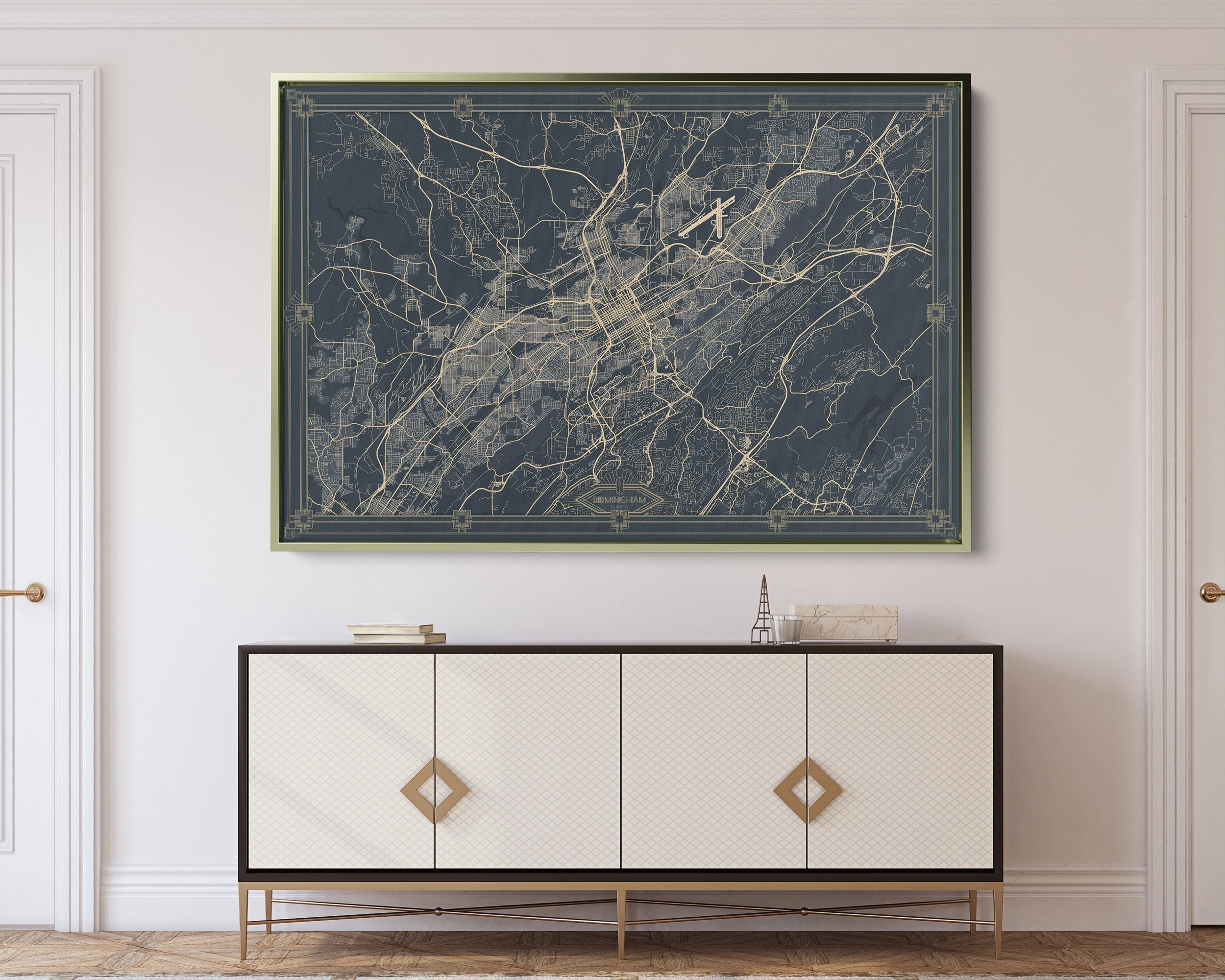 BIRMINGHAM Alabama Framed Canvas Map Print Retro Style Floating Frame Wall Art Ready to Hang White Floater Frame Beige Green Tan Retro Map BIRMINGHAM Alabama Framed Canvas Map Print Retro Style Floating Frame Wall Art Ready to Hang White Floater Frame Beige Green Tan Retro Map