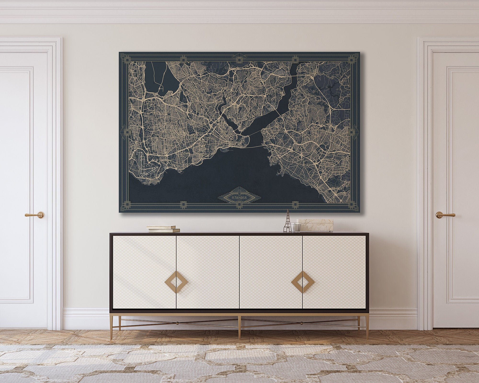 ISTANBUL Turkey Canvas Print Wall Art Canvas City Map Dark | Etsy