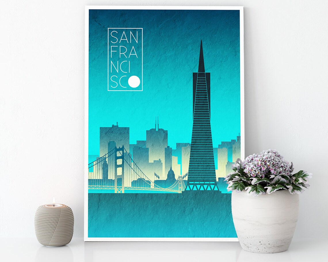 Print on Canvas SAN FRANCISCO DAY Skyline Wall Art Ready to Etsy