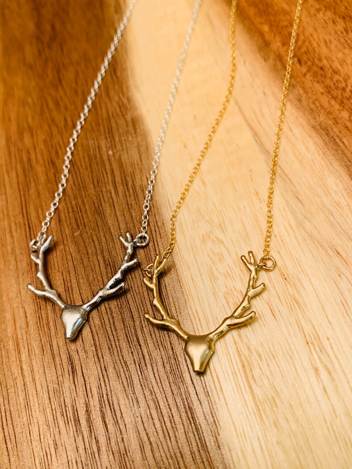 Antler Deer Horn Necklace in Gold or Silver Rhodium Plated on Etsy UK
