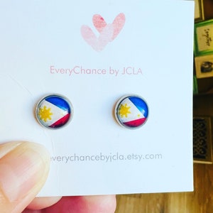 Flag earrings, Philippines flag earrings, Philippines, sun and star