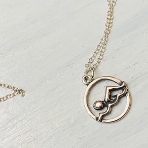Swim necklace, sterling silver swim necklace, swimming necklace, swimmer necklace, free style swim
