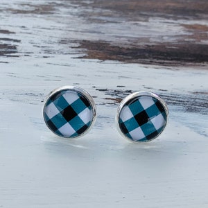 Plaid earrings, plaid earrings, buffalo plaid earrings, red black plaid earrings, white black plaid earrings
