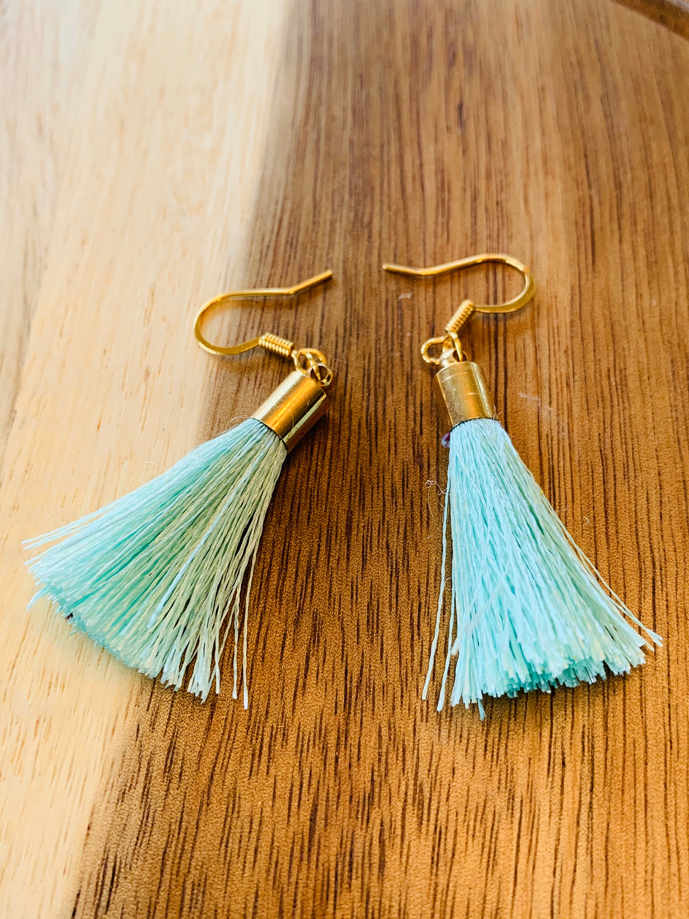 Mint green clearance tassel earrings