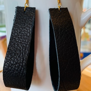 Leather loop dangle earrings, loop earrings