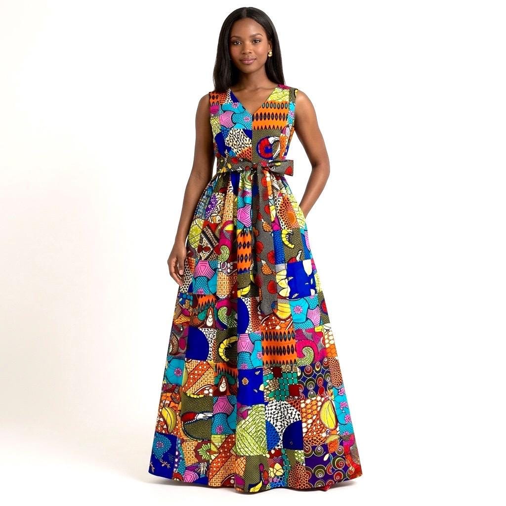 Simple Elegant Ankara Maxi Dress Oha Backless Maxi Dress In Purple And Blue  African Ankara Print –