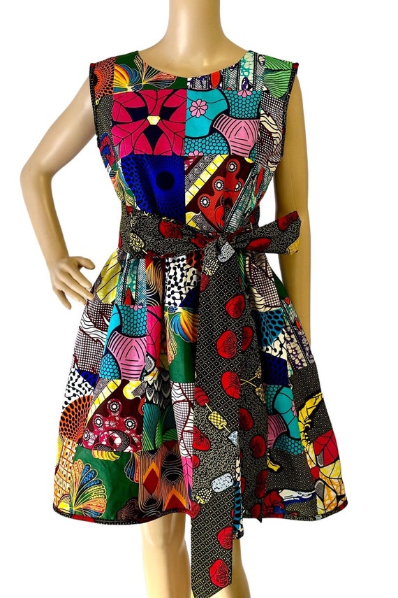 ワンピース MEDI PATCHWORK CLOTH DRESS Zara Midi Patchwork Print Multicolor Size S Dress ref 3164