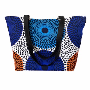 Exotic Elegance, Vibrant African Print Tote, Handmade Colorful Tote Bag, Bold African Print Tote