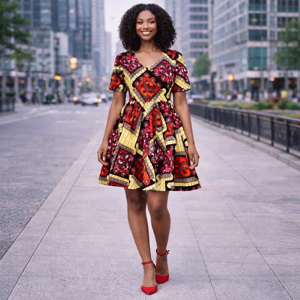 Handmade Ankara Fit & Flare Dress, African Wax Print Clothing - Etsy