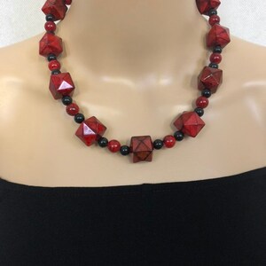 Red And Black Necklace, Handmade Necklace, Women Necklace, Gift For Her