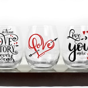 Amor / Copa de vino sin tallo del Día de San Valentín