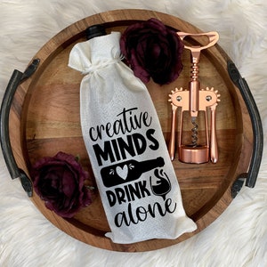 Creative Minds Wine Gift Bag/Housewarming/ Hostess Gift,/Congratulations/Wedding gift/Great gift