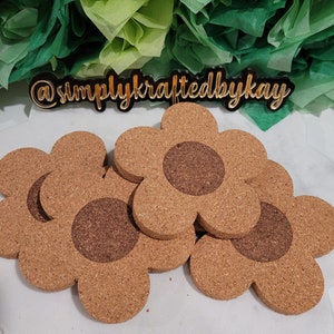 Flower Cork Coaster/ Retro Flower Coaster/ Drink Coaster/ Cute Flower Coaster