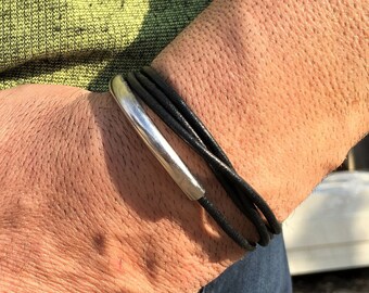 Mens Leather Bracelet, Wrap Bracelet, Mens Jewelry, Leather Cord Bracelet, Mens Leather Cuff, Surfer Bracelet