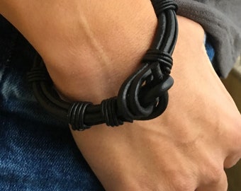 Donne Bracciale Bracciale Bracciale CelticO Gioielli Nero In Pelle Nonot Regalo Unico Per lei