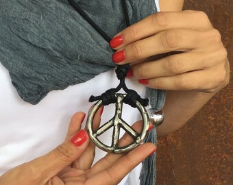 Boho Pendant Women Handmade Necklace Hippie Peace Sign Peace Symbol Necklace For Women