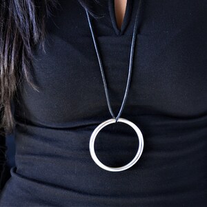 Eternity Circle Necklace for Women, Simple Handmade Circle Pendant, Large Karma Necklace, Fashion Jewelry