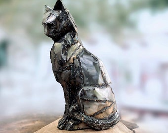 Scultura gatto - Gatto modernista - 16 pollici - Regalo per gli amanti dei gatti - Scultura pesante in acciaio inossidabile - Gatto fatto a mano - Decorazione per la casa